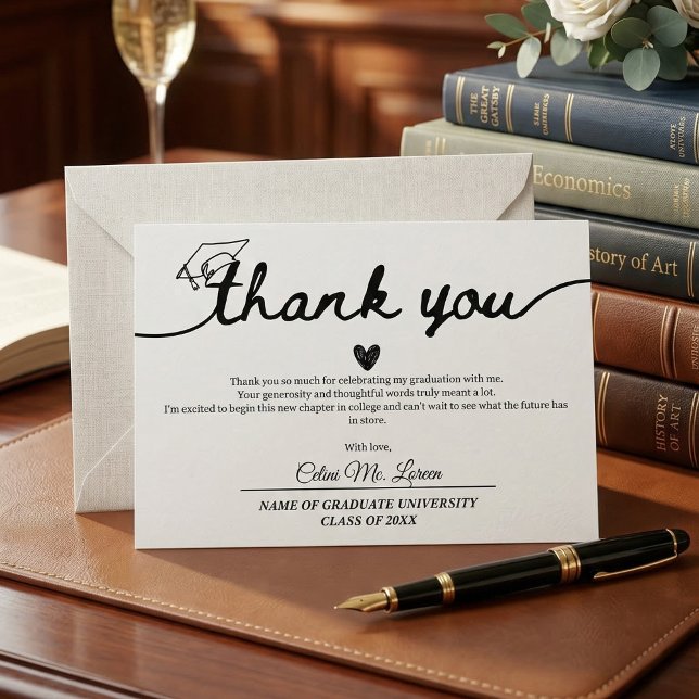 Modern Graduation Cap and Tassel Personalized  Dankeskarte (Modern Graduation Cap and Tassel Personalized Thank You Card)