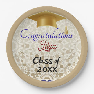 Modern Graduation Congratulations Moroccan Zellige Pappteller