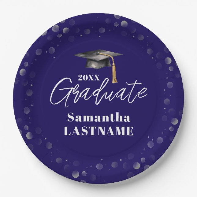Modern Graduation Party Class of 20XX Custom Paper Pappteller (Vorderseite)