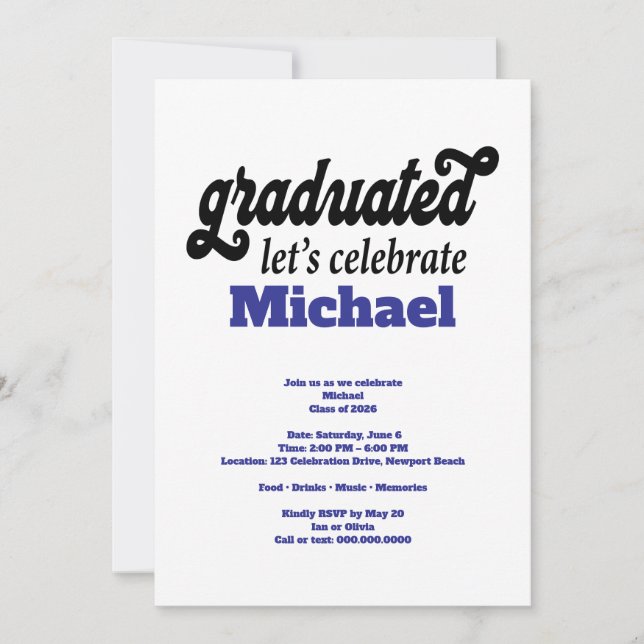 Modern Graduation Party Einladung (Vorderseite)