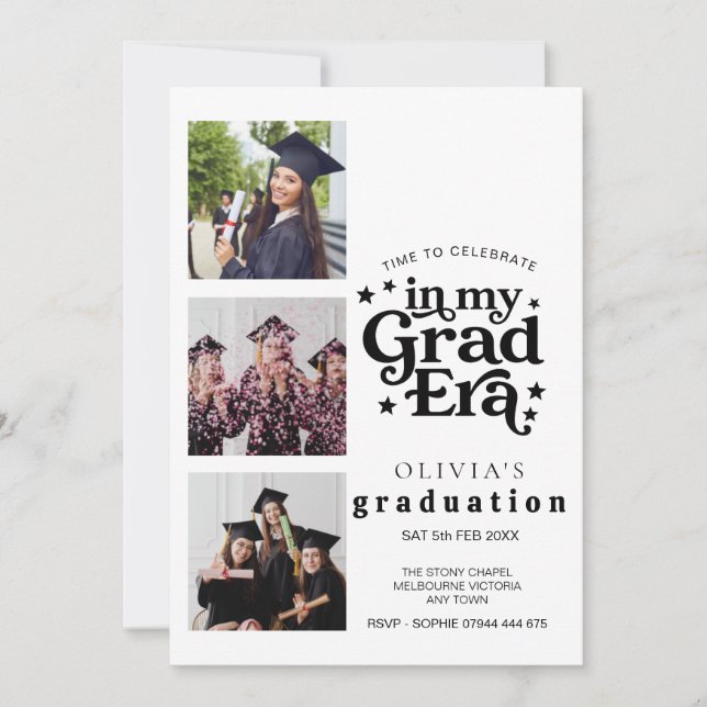 Modern Graduation Party Invitation with Photos Einladung (Vorderseite)