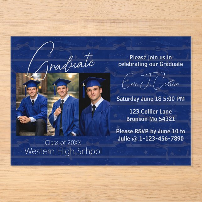 Modern Graduation Party Photo Display Acryleinladungen (Vorderseite)