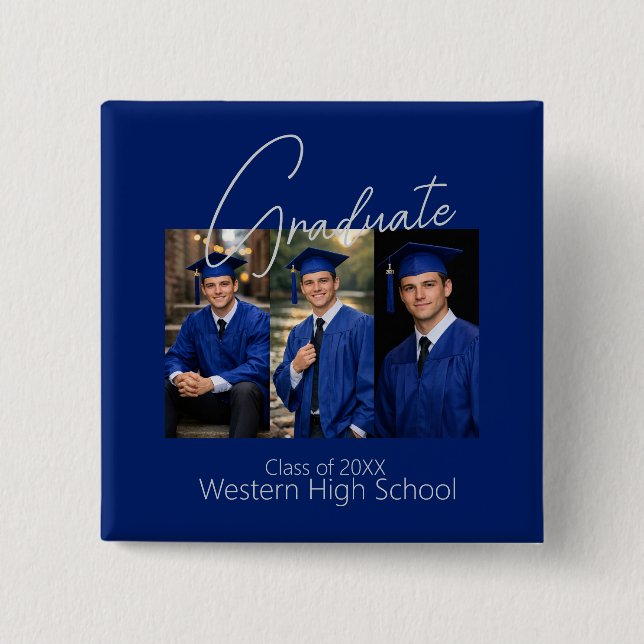 Modern Graduation Party Photo Display Button (Vorderseite)