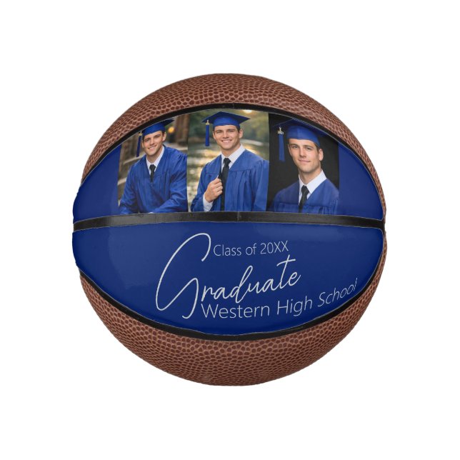 Modern Graduation Party Photo Display Mini Basketball (Vorderseite)