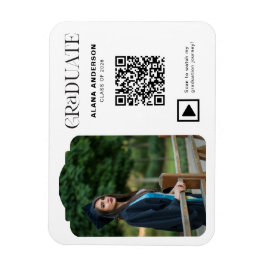 Modern Graduation Photo QR Code Minimal Arch Video Magnet