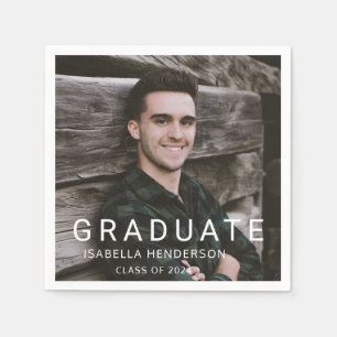 Modern Graduation Photo Typography Serviette