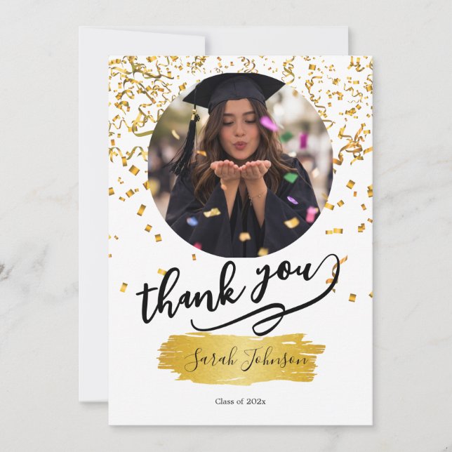 Modern Graduation Thank You Card with Cap and Tass Dankeskarte (Vorderseite)