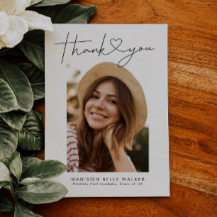 Modern Graduation Thank You Heart Card Dankeskarte