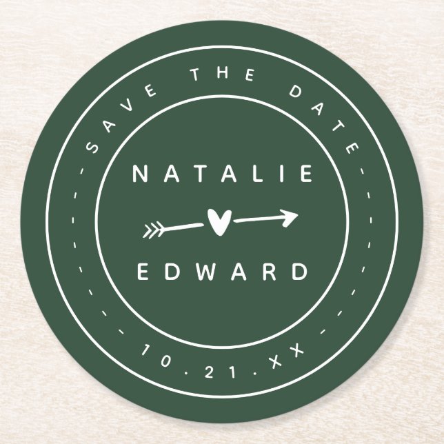 Modern, Grafik Save the Date Runder Pappuntersetzer (Vorderseite)