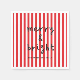 Modern grafisch minimale Weihnachtsrot und weiß Serviette