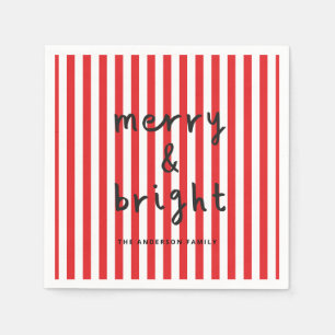 Modern grafisch minimale Weihnachtsrot und weiß Serviette