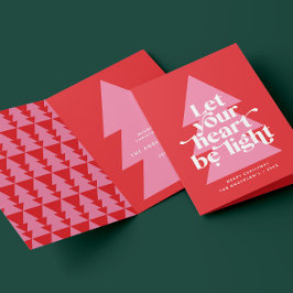 Modern grafisch minimaler Weihnachtsbaum rosa Feiertagskarte