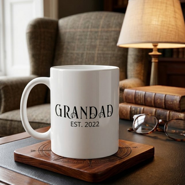 Modern Grandad Established Black Script  Kaffeetasse (Von Creator hochgeladen)
