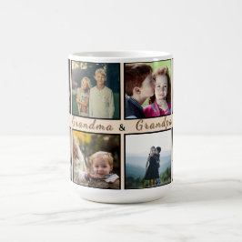 Modern Grandma & Grandpa – Custom 8-Photo Mug Kaffeetasse