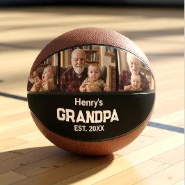 Modern Grandpa Est. Name Year 3 Photo Basketball