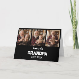 Modern Grandpa Est. Name Year 3 Photo Card Karte