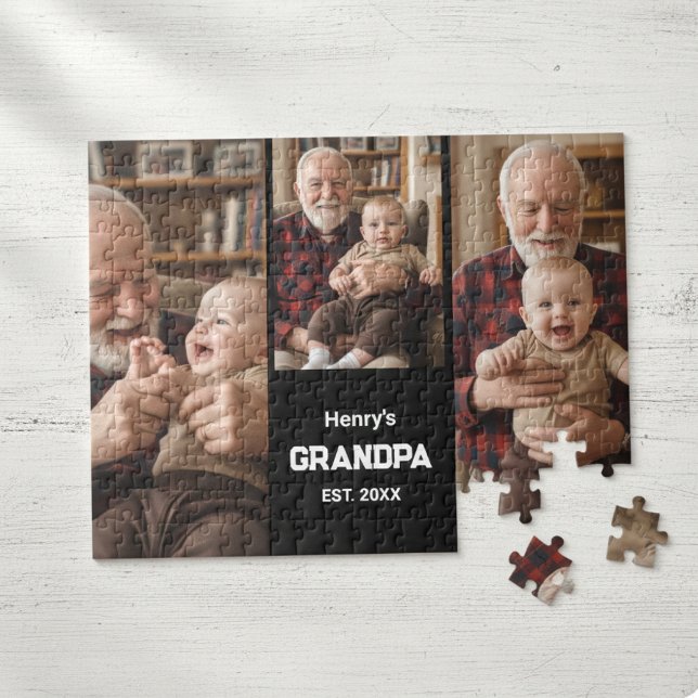 Modern Grandpa Est. Name Year 3 Photo  Puzzle (Von Creator hochgeladen)