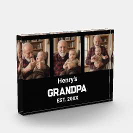 Modern Grandpa Est. Name Year Photo Acrylic Block