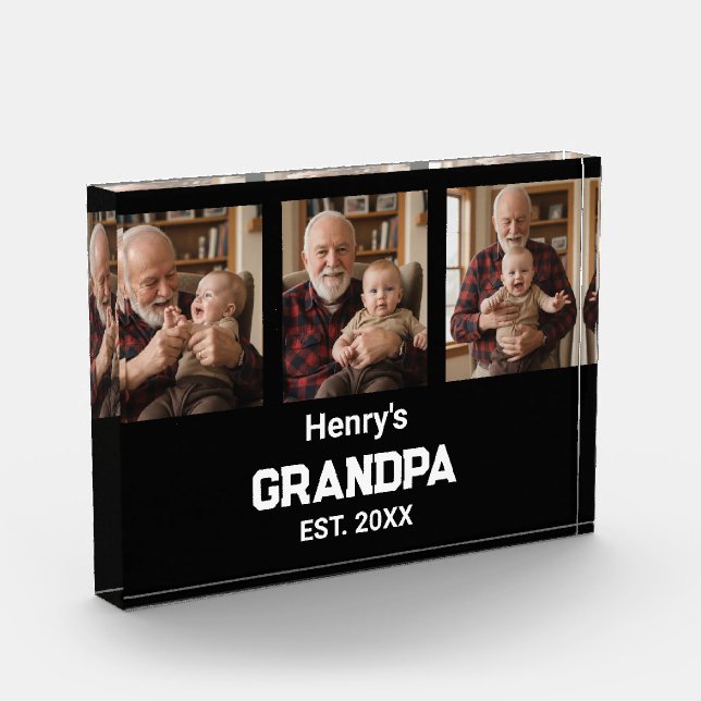 Modern Grandpa Est. Name Year Photo Acrylic Block (Links)