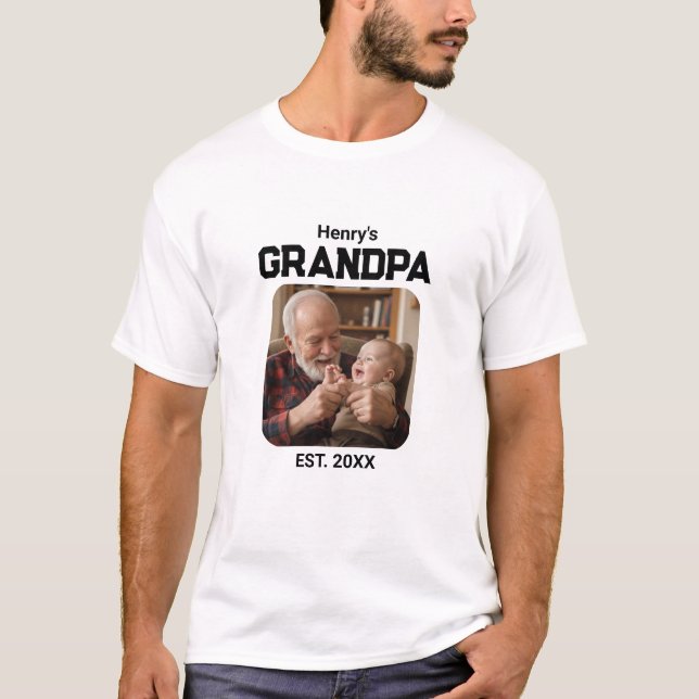 Modern Grandpa Established Est. Name Year Photo T-Shirt (Vorderseite)