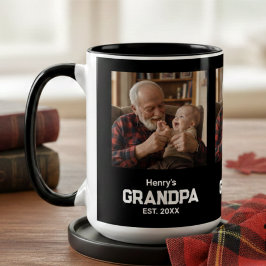 Modern Grandpa Established Est. Name Year Photo Zweifarbige Tasse