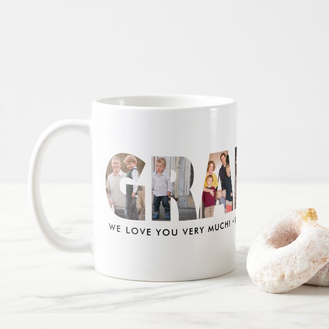 Modern GRANDPA Foto Collage Happy Vatertag Kaffeetasse (Mit Donut)
