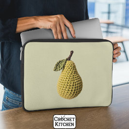 Modern Granny Yellow Green Crochet Birne Frucht Laptopschutzhülle