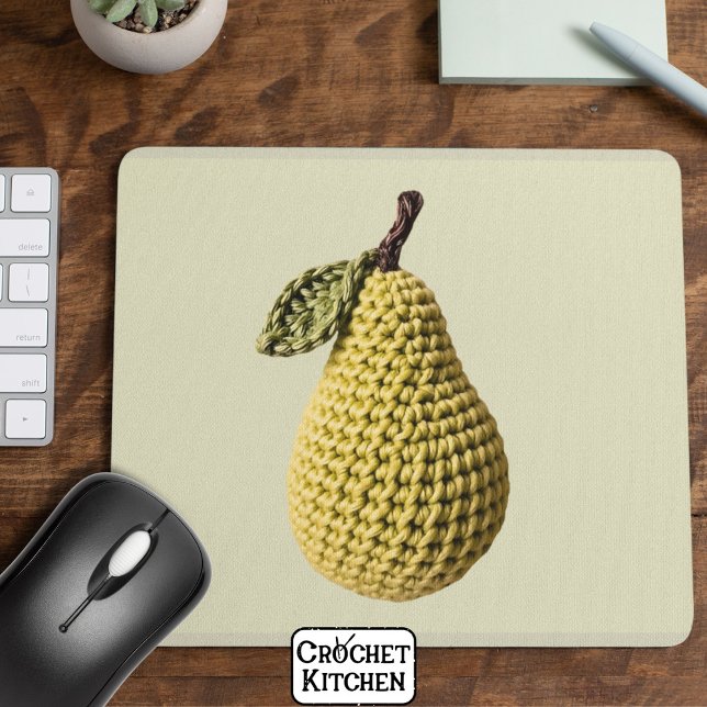 Modern Granny Yellow Green Crochet Birne Frucht Mousepad (Von Creator hochgeladen)