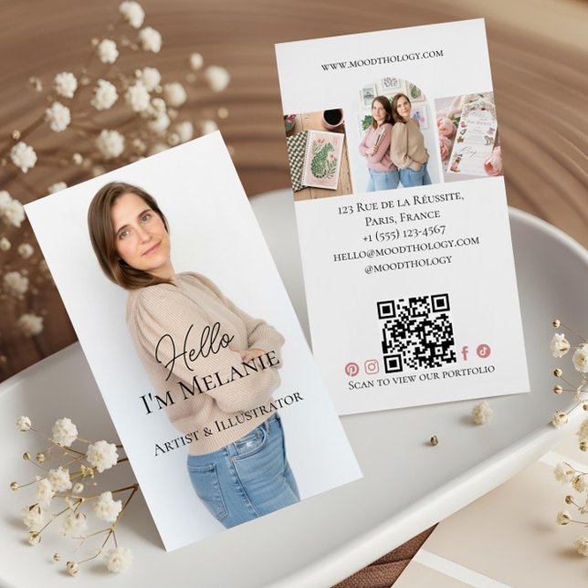 Modern Graphic Designer Professional Photo QR Code Visitenkarte (Modern Graphic Designer Professional Photo QR Code Business Card)