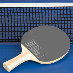 Modern, grau auf dunkelgrau, Initialen & Name Tischtennis Schläger