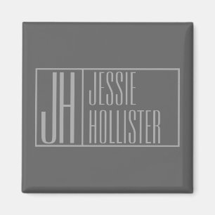 Modern, grau auf dunkelgrau, Initials & Name Logo Magnet