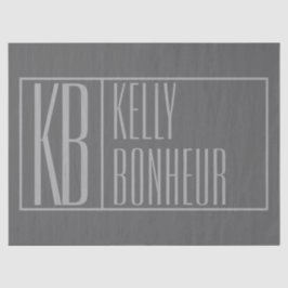 Modern, grau auf dunkelgrau, Initials & Name Logo Seidenpapier