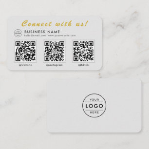 Modern Grau Gold 3 QR Code Multi Social Visitenkarte