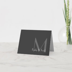 Modern Grau Monogram Dankeschön Karten