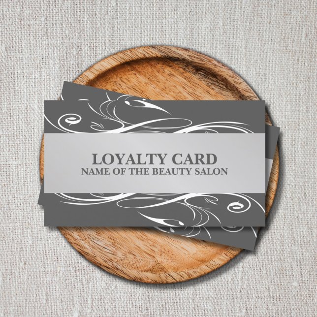 Modern Grau Silver White Pattern Loyalty Card Treuekarte (Von Creator hochgeladen)