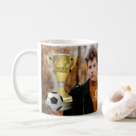 Modern Grau Soccer Sports Foto & Name Kaffeetasse