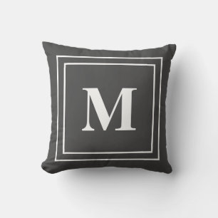 Modern Grau und Weiß Monogramm Kissen