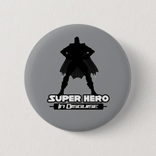 Modern Grauer Superheld in Verkleidung Minimalist Button