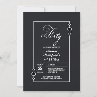Modern Gray 40. Geburtstag Party Einladung
