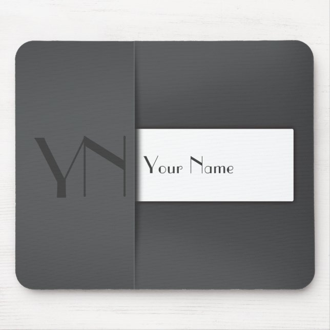 Modern Gray Anthracite Monogram Name - Mousepad (Vorne)