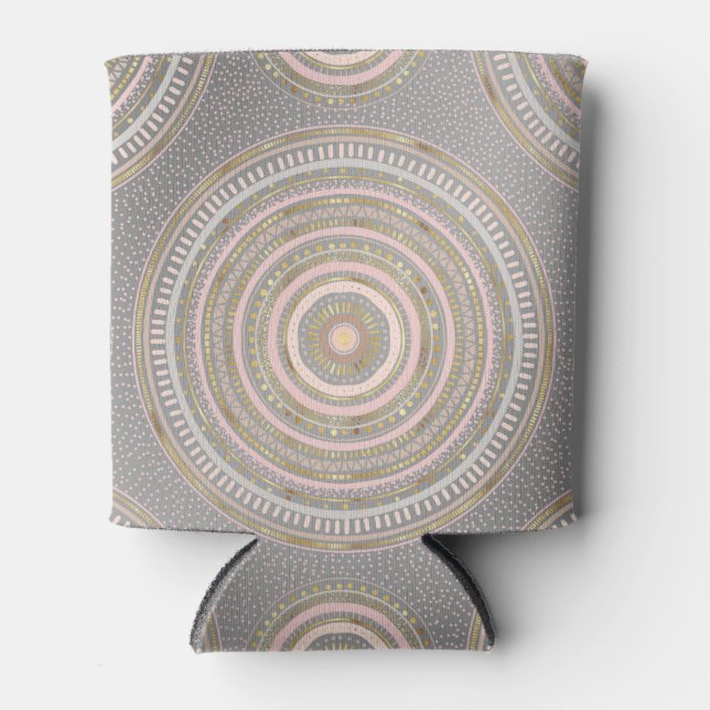 Modern Gray Gold Geometric Mandala Dosenkühler (Vorderseite)