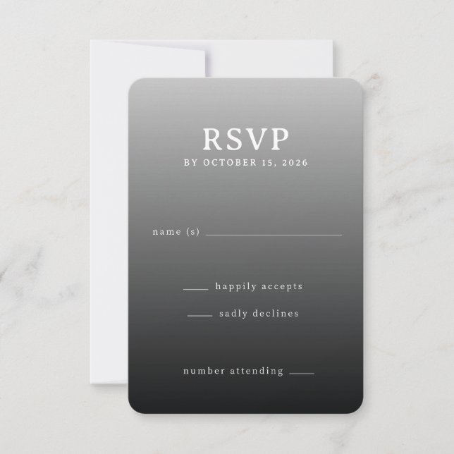 Modern Gray Gradient RSVP Karte (Vorderseite)