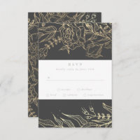 Modern Gray Iron Ore Gold Elegante Pampas Wedding