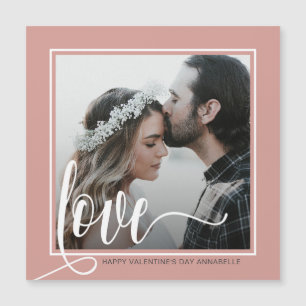 Modern Gray Liebe Script Foto Valentine's Day Magnetkarte