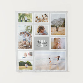 Modern Gray Monochrome Family Foto Collage Wandteppich