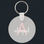 Modern Gray Pink Stilvolle Monogram Name and Initi Schlüsselanhänger<br><div class="desc">Gray Blush Pink Elegant Mit Monogramm Chic Girly Moderner Schlüsselanhänger,  Der Schlüsselanhänger eignet sich hervorragend,  um wieder in die Schule zu gehen oder einen süßen 16,  18,  21,  30.,  40.,  50. oder 60. Geburtstag,  Hochzeit oder Brautparty,  Junggeselinnen-Abschied,  Jubiläum,  Uni,  Rucksack-Charme,  Muttertag und Quinceanera zu planen.</div>