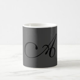 Modern Gray Simple Monogram Add your name Initial Kaffeetasse