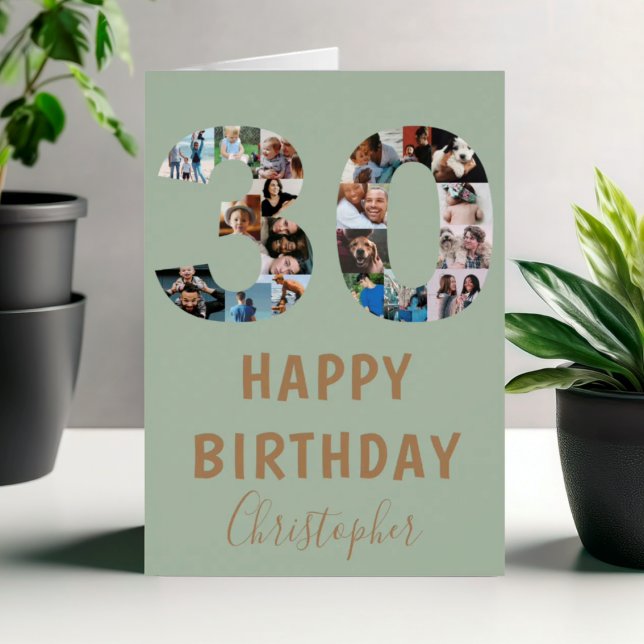 Modern Green 30. Happy Birthday Foto Collage (Von Creator hochgeladen)