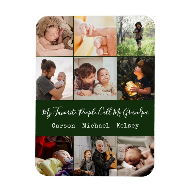 Modern Green 9 Foto Collage für Opa Magnet (Vertikal)