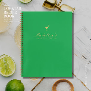 Modern Green and Gold Blank Cocktail Rezept Buch